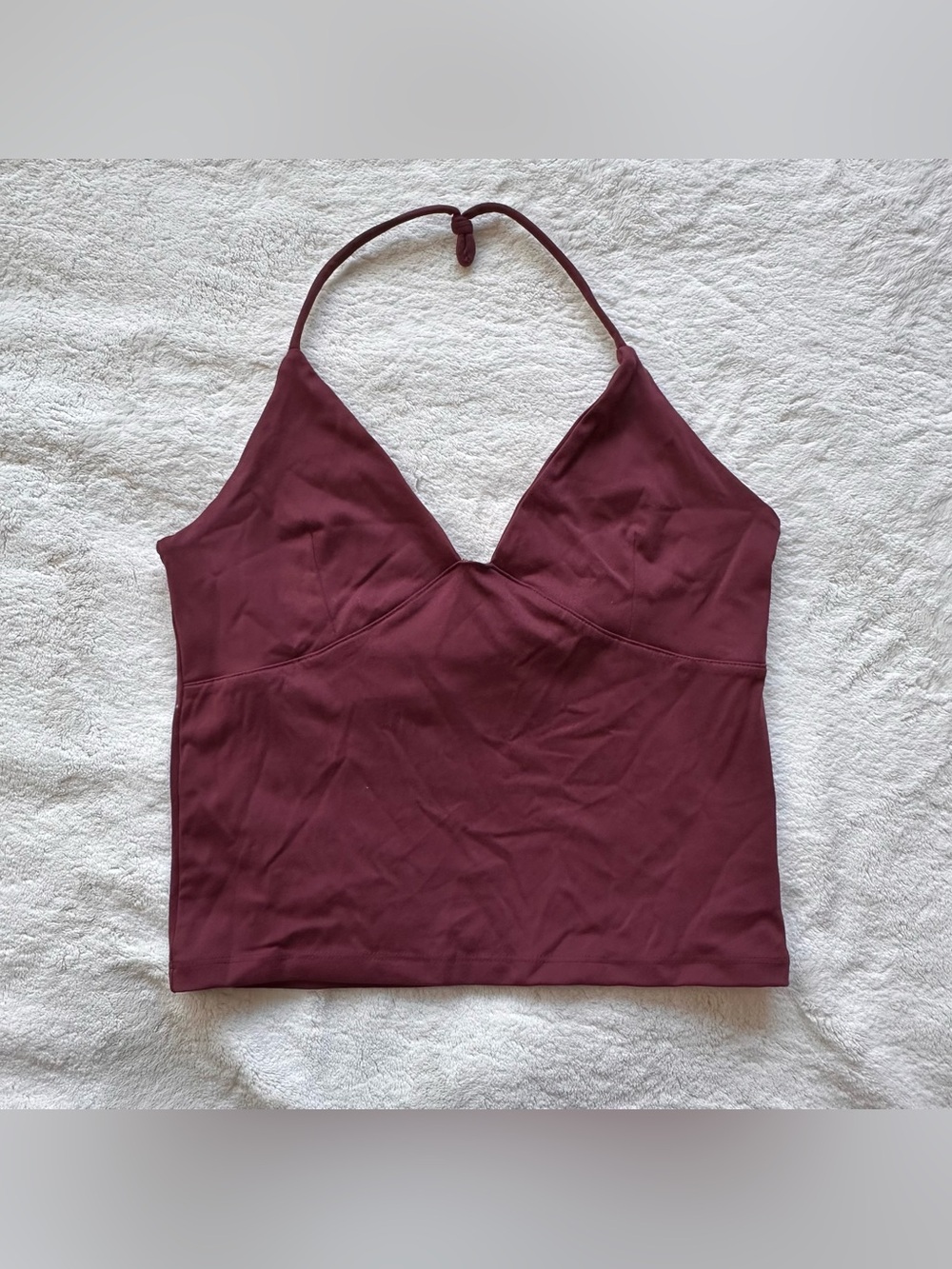 Cotton-On Halter V-Neck Tank Top in Wine